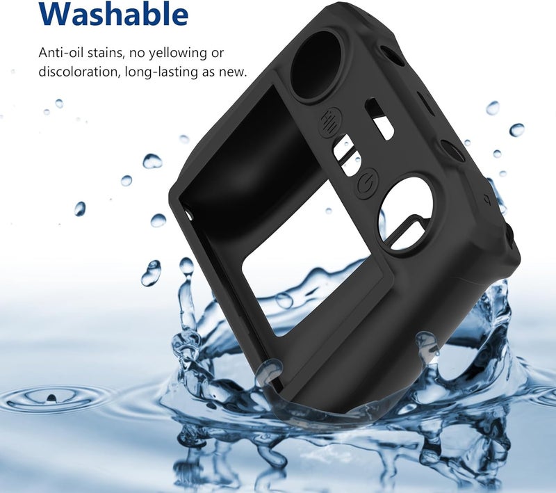Reflex Camera Silicone Protective Cover Compatible with DJI RC 2 Remote – Shockproof Non-Slip Lightweight Case for Mavic Air 3 Controller – Custom-Fit Grip Sleeve for Outdoor Drone Flying - Black - Image 3